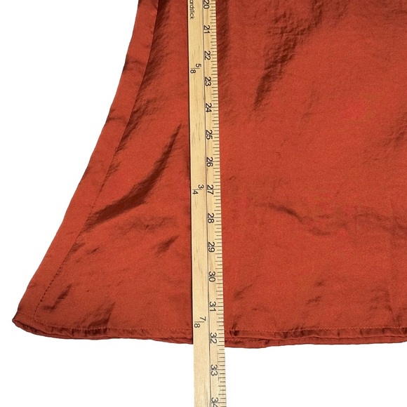 UO Satin Wrap Dress Short Sleeve Rust Size S - Picture 7 of 8